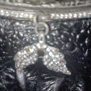 BESSO Black Croc Leather Swarovski Crystal Minauture Evening Bag